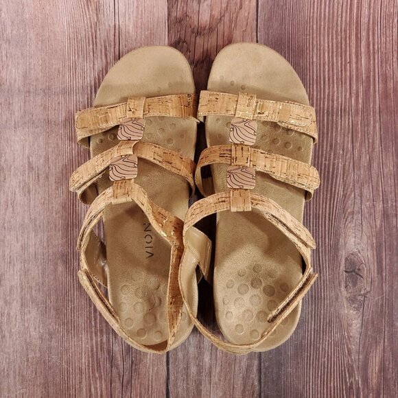 Vionic Amber Womens Size 10 Cork Adjustable Strap Strappy Sandals Tan Gold - Picture 10 of 16